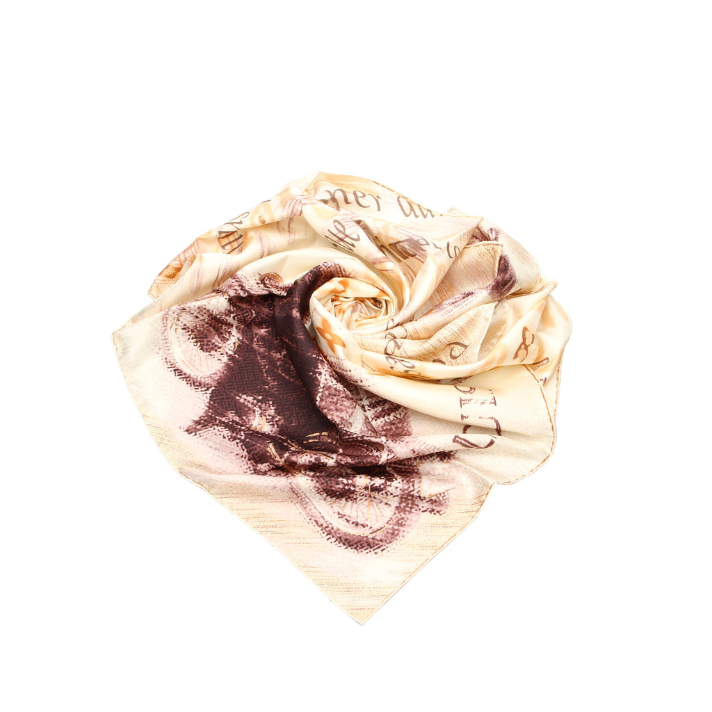 White Printed Silk Scarf