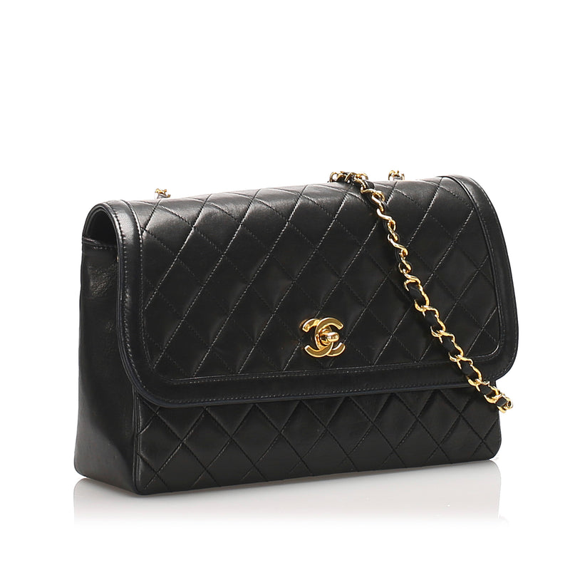 CC Lambskin Flap Bag Black