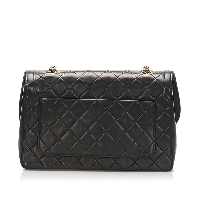 CC Lambskin Flap Bag Black