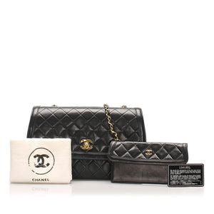 CC Lambskin Flap Bag Black