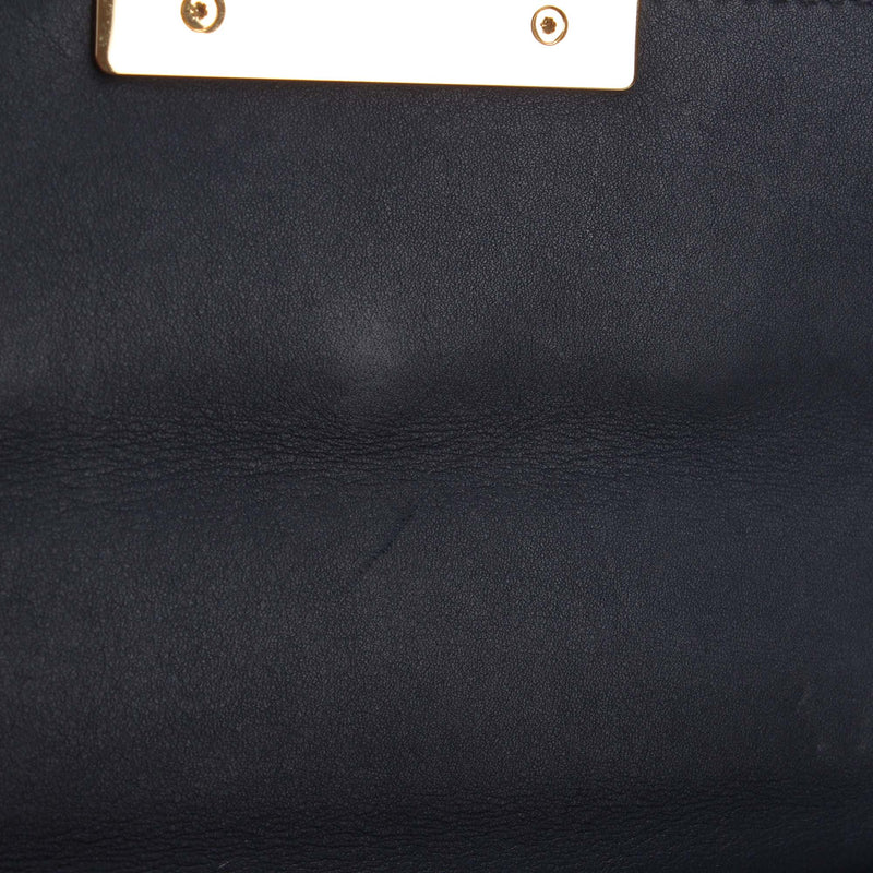 Small Studded Padlock Leather Crossbody Bag Dark Blue GHW