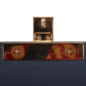 Small Studded Padlock Leather Crossbody Bag Dark Blue GHW