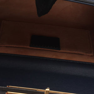 Small Studded Padlock Leather Crossbody Bag Dark Blue GHW