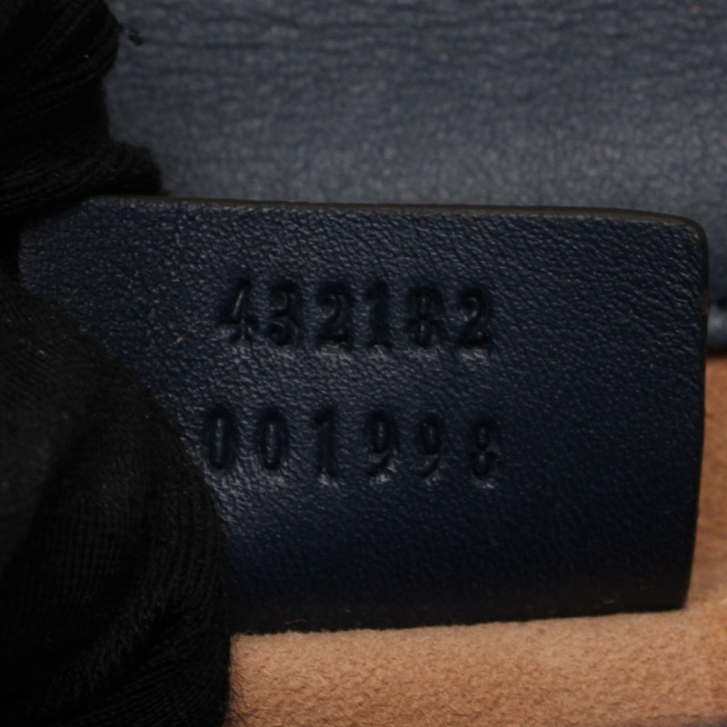 Small Studded Padlock Leather Crossbody Bag Dark Blue GHW