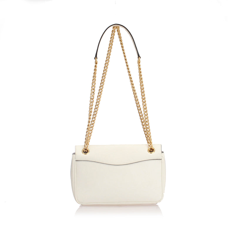 Saffiano Pattina Crossbody Bag White GHW