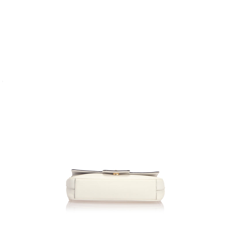 Saffiano Pattina Crossbody Bag White GHW