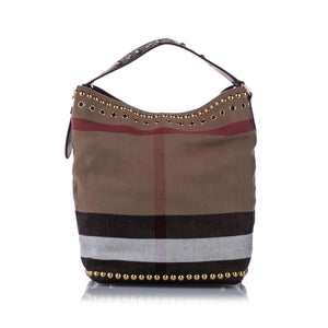 Burberry Big Check Canvas Bucket Bag Brown