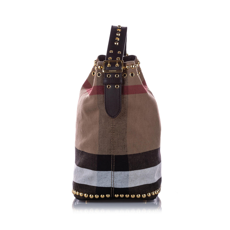 Burberry Big Check Canvas Bucket Bag Brown