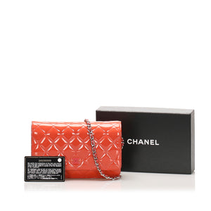 CC Timeless Patent Leather Wallet on Chain Red