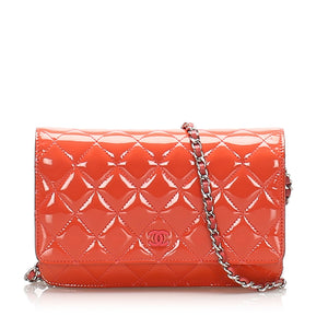 CC Timeless Patent Leather Wallet on Chain Red