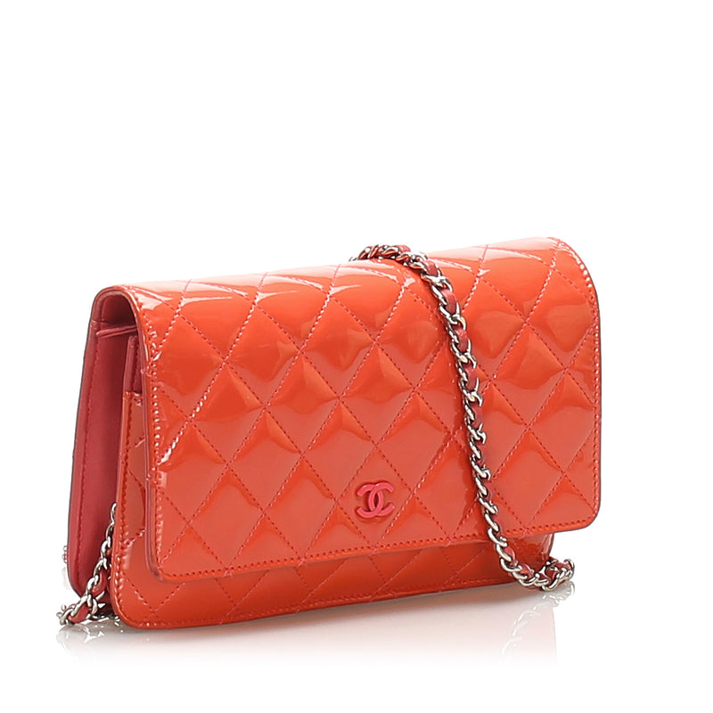 CC Timeless Patent Leather Wallet on Chain Red