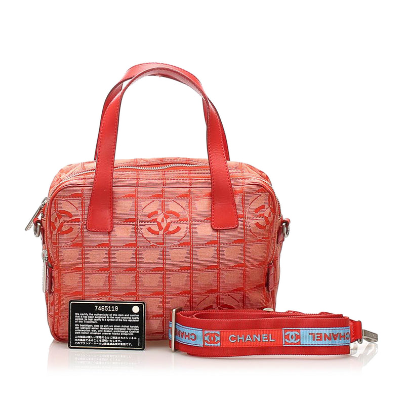 New Travel Line Canvas Satchel Red and White SHW