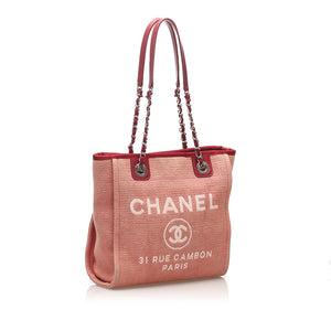 Chanel Deauville Canvas Tote Bag Pink