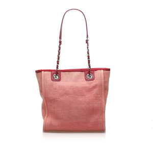 Chanel Deauville Canvas Tote Bag Pink