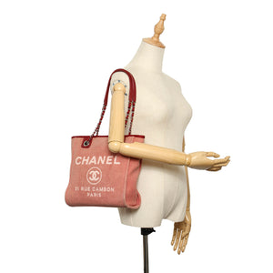 Chanel Deauville Canvas Tote Bag Pink