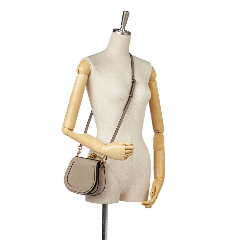 Nile Leather Crossbody Bag Gray