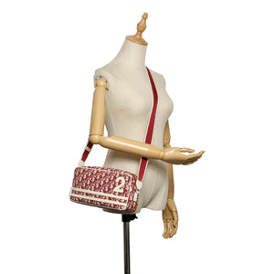 Oblique Canvas Crossbody Bag Red and White SHW