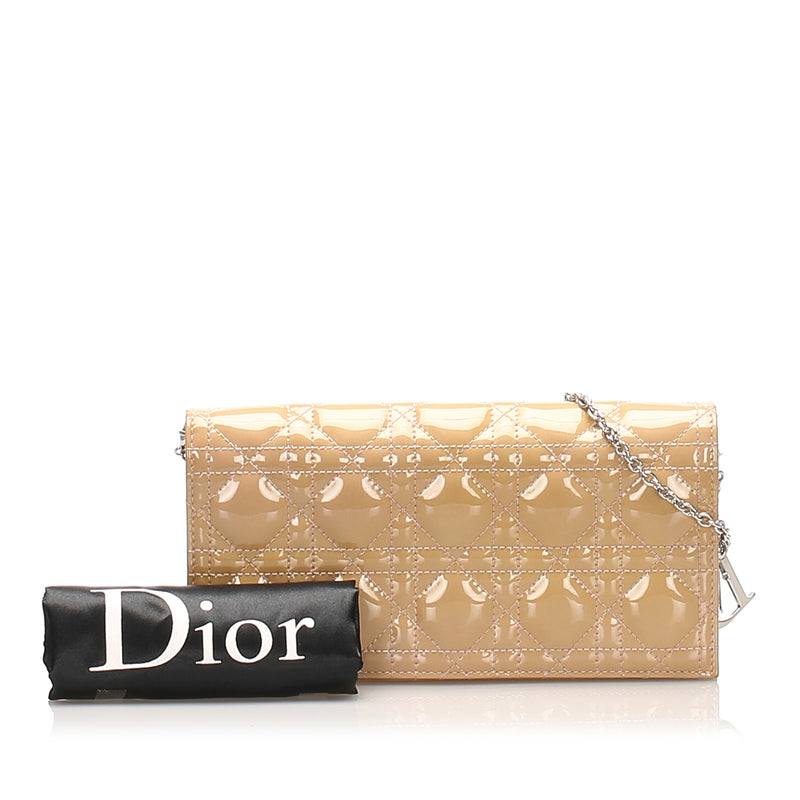 Cannage Patent Leather Wallet on Chain Brown - Bag Religion