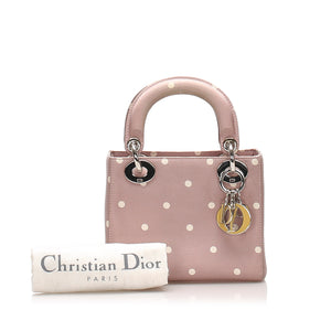 Lady Dior Nylon Handbag Pink and White SHW