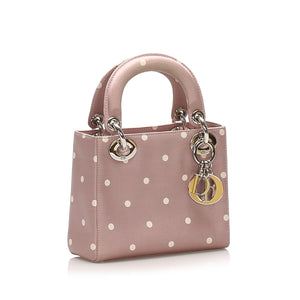 Lady Dior Nylon Handbag Pink and White SHW