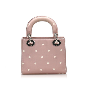 Lady Dior Nylon Handbag Pink and White SHW