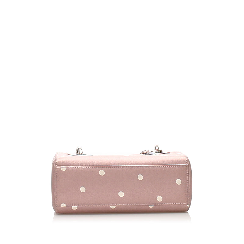 Lady Dior Nylon Handbag Pink and White SHW