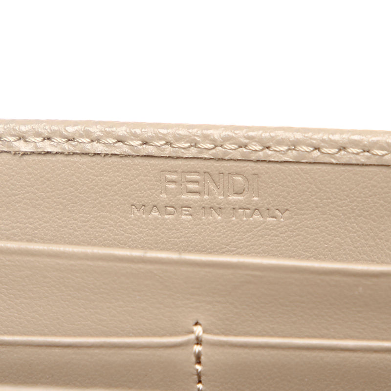 F is Fendi Leather Wallet on Chain Gray