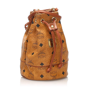 Visetos Leather Drawstring Bucket Bag Brown