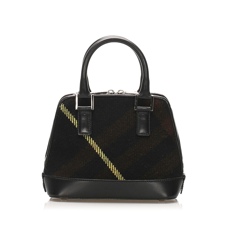 Plaid Wool Handbag Black