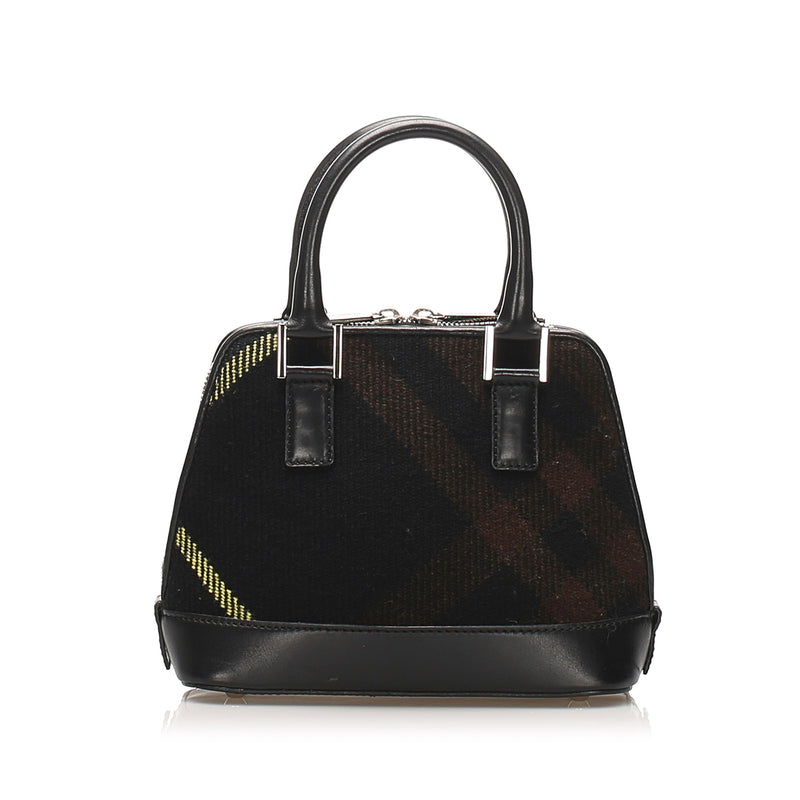 Plaid Wool Handbag Black