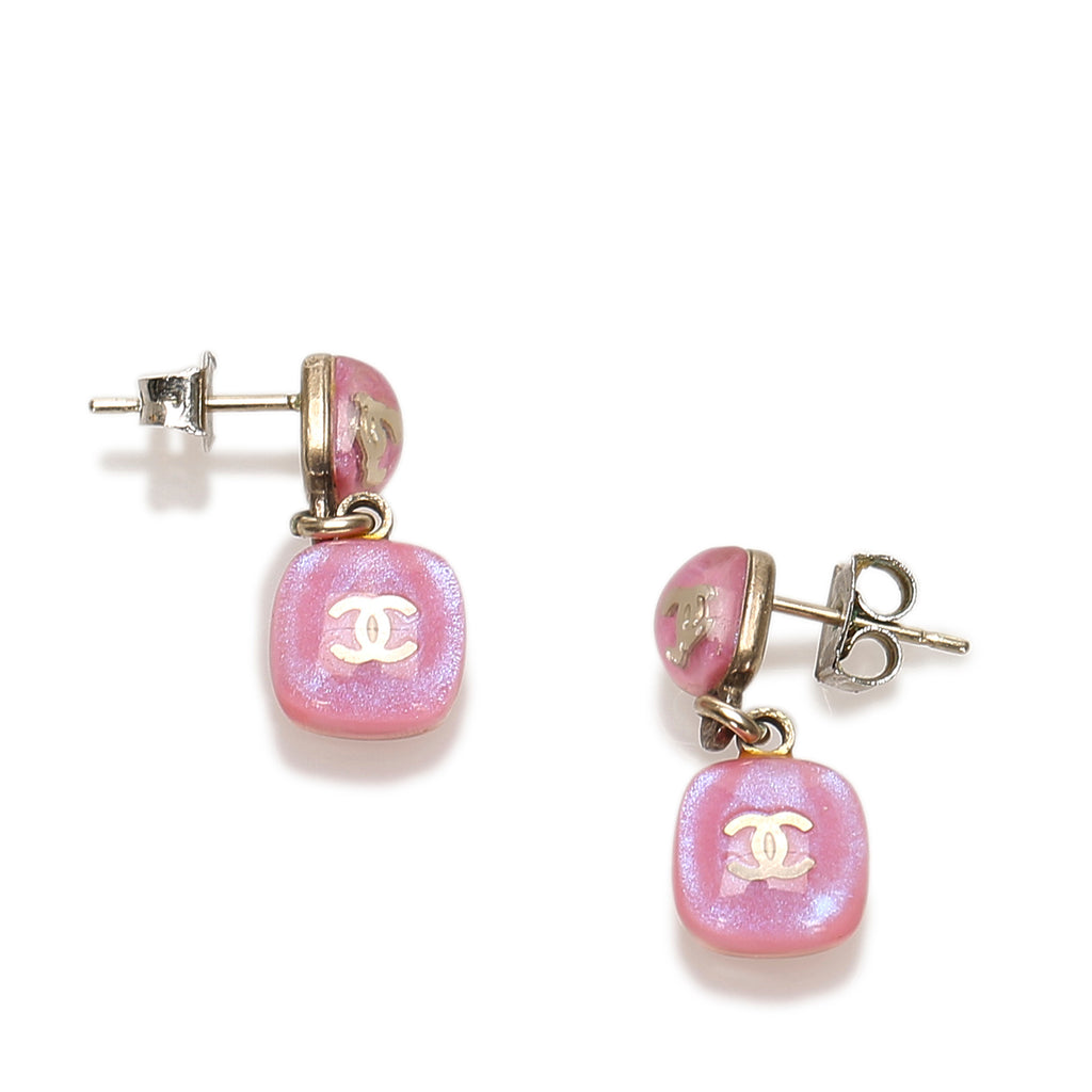 CC Drop Resin Earrings Pink