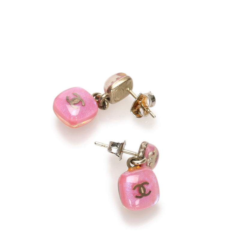 CC Drop Resin Earrings Pink