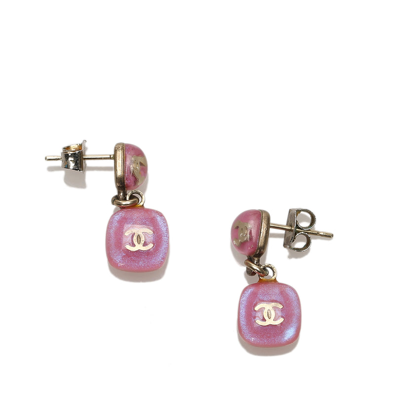 CC Drop Resin Earrings Pink