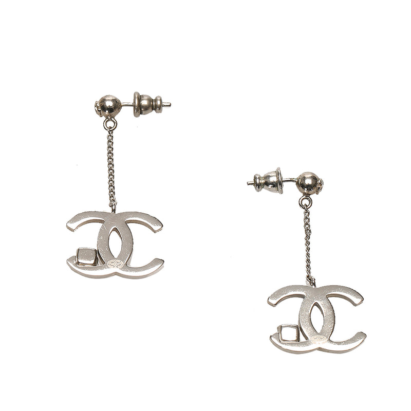 CC Chain Drop Earrings Silver
