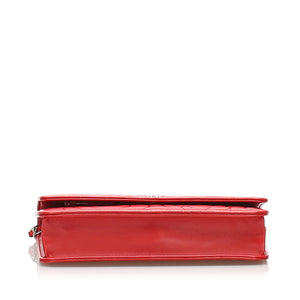 Camellia Lambskin Leather Wallet on Chain Red SHW