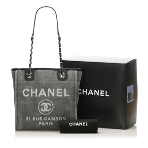 Chanel Deauville Canvas Tote Bag Gray