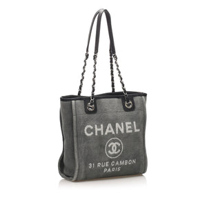 Chanel Deauville Canvas Tote Bag Gray