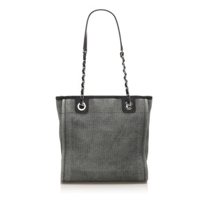 Chanel Deauville Canvas Tote Bag Gray