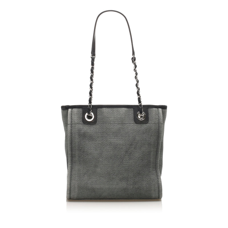 Chanel Deauville Canvas Tote Bag Gray