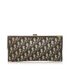 Oblique Canvas Clutch Bag Brown and Beige GHW