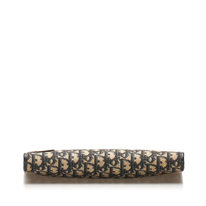 Oblique Canvas Clutch Bag Brown and Beige GHW