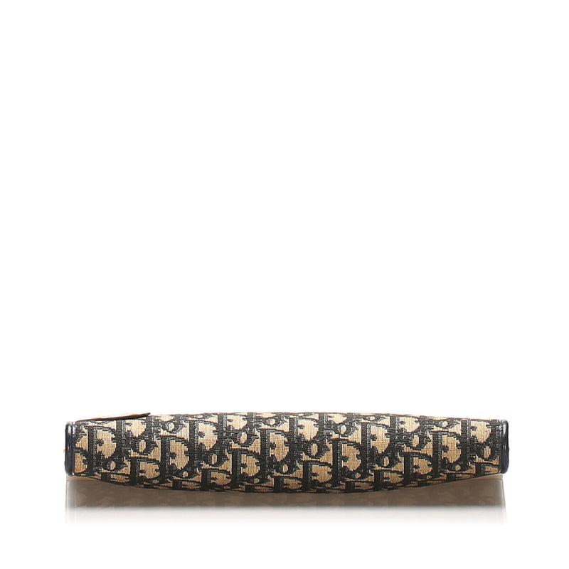 Oblique Canvas Clutch Bag Brown and Beige GHW