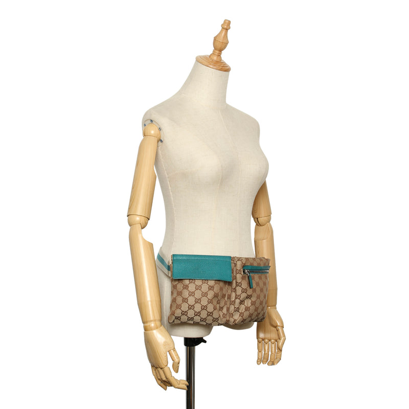 GG Canvas Belt Bag Beige and Blue SHW