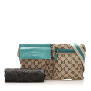 GG Canvas Belt Bag Beige and Blue SHW