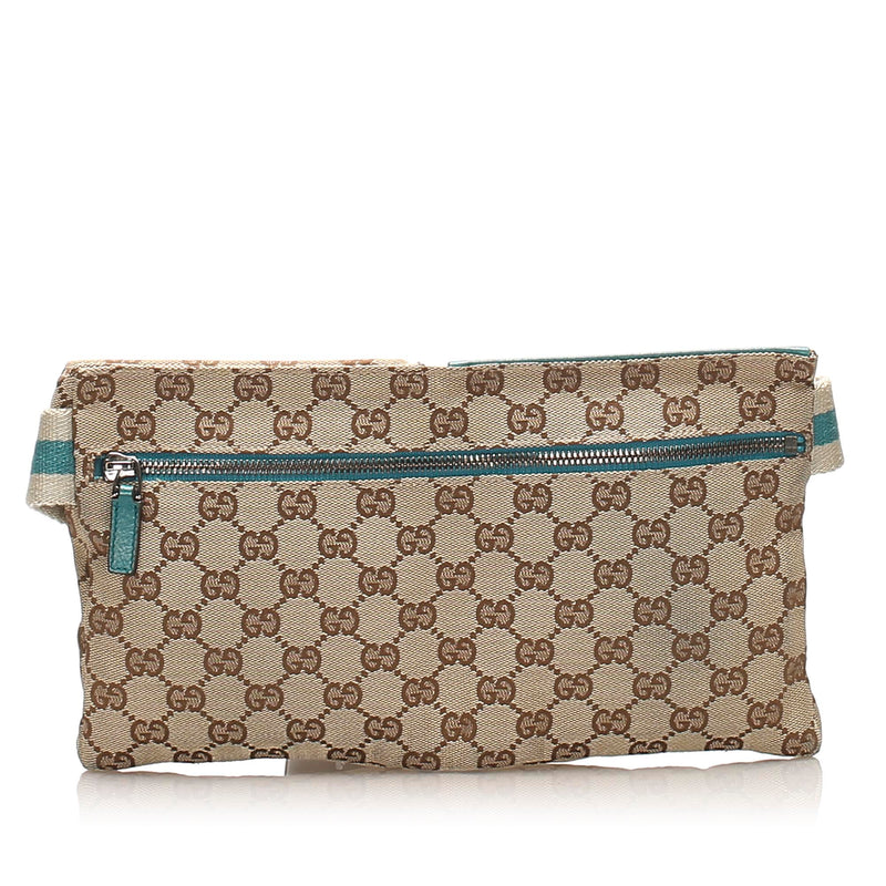 GG Canvas Belt Bag Beige and Blue SHW