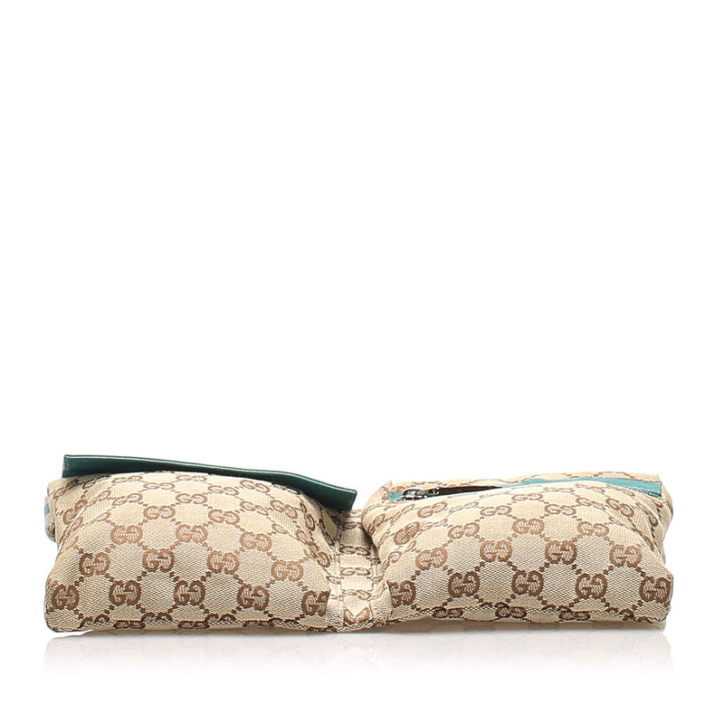 GG Canvas Belt Bag Beige and Blue SHW