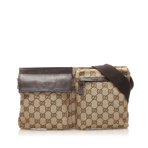 GG Canvas Belt Bag Beige and Dark Brown SHW