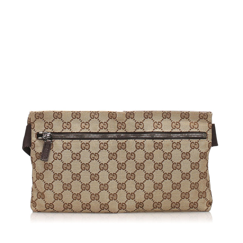 GG Canvas Belt Bag Beige and Dark Brown SHW