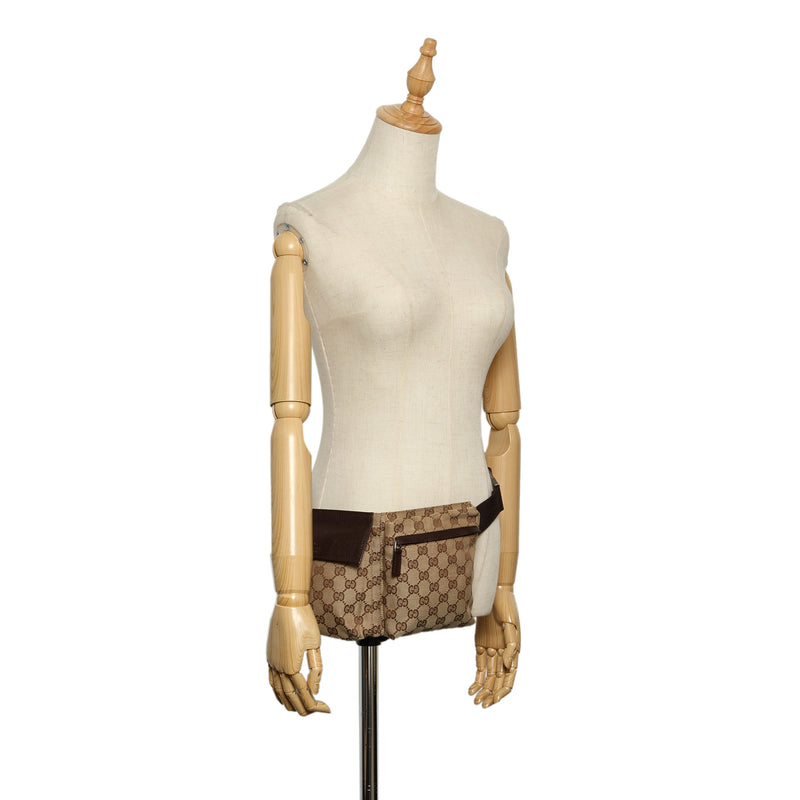 GG Canvas Belt Bag Beige and Dark Brown SHW