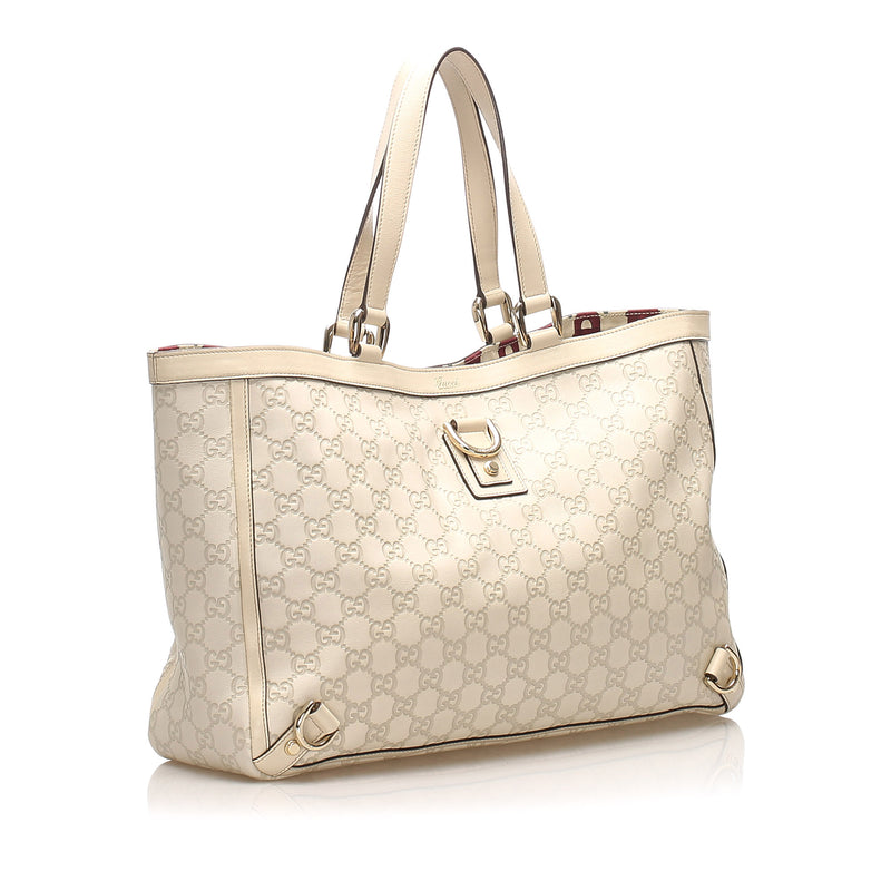 Gucci Guccissima Abbey D-Ring Tote Bag White